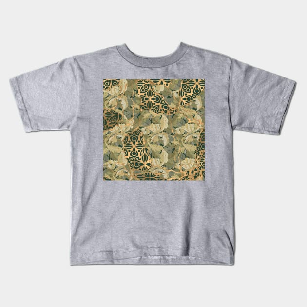 Vine Leaves and Pattern. Japanese Kintsugi Kids T-Shirt by CatCoconut-Art